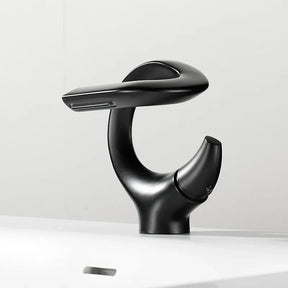 TOLM Basin faucet brass waterfall bathroom basin hot and cold mixer faucet single handle crane chrome mixer faucet Artificio Lar Black 