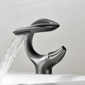 TOLM Basin faucet brass waterfall bathroom basin hot and cold mixer faucet single handle crane chrome mixer faucet Artificio Lar Gray 