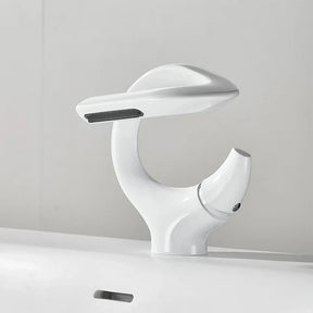 TOLM Basin faucet brass waterfall bathroom basin hot and cold mixer faucet single handle crane chrome mixer faucet Artificio Lar White 