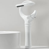 TOLM Basin faucet brass waterfall bathroom basin hot and cold mixer faucet single handle crane chrome mixer faucet Artificio Lar White Tall 