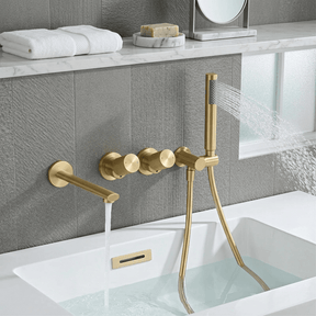 Torneira Banheira AuraLux Rose Torneira Banheira AuraLux Rose Artificio Lar Dourado Escovado 