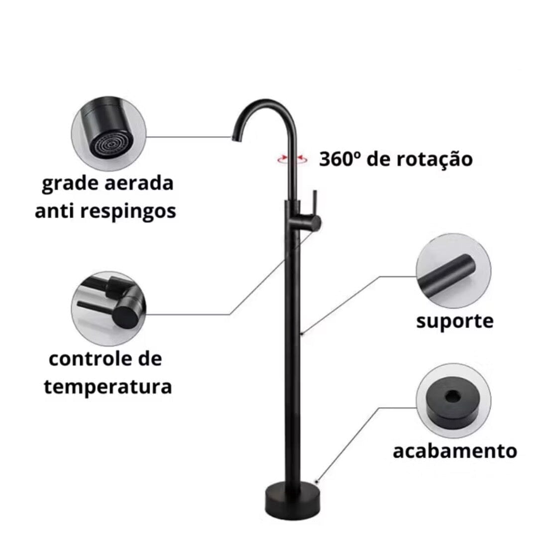 Torneira Banheiro de Piso Tall Torneira Banheiro de Piso Tall Artificio Lar 
