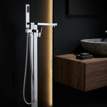 Torneira Banheiro Piso c/ Ducha Retrover Torneira De Parede Para Banheira Misturador Monocomando HydroGlow Artificio Lar Cromada A pronta entrega 