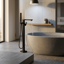 Torneira Banheiro Piso c/ Ducha Retrover Torneira De Parede Para Banheira Misturador Monocomando HydroGlow Artificio Lar Preto A pronta entrega 