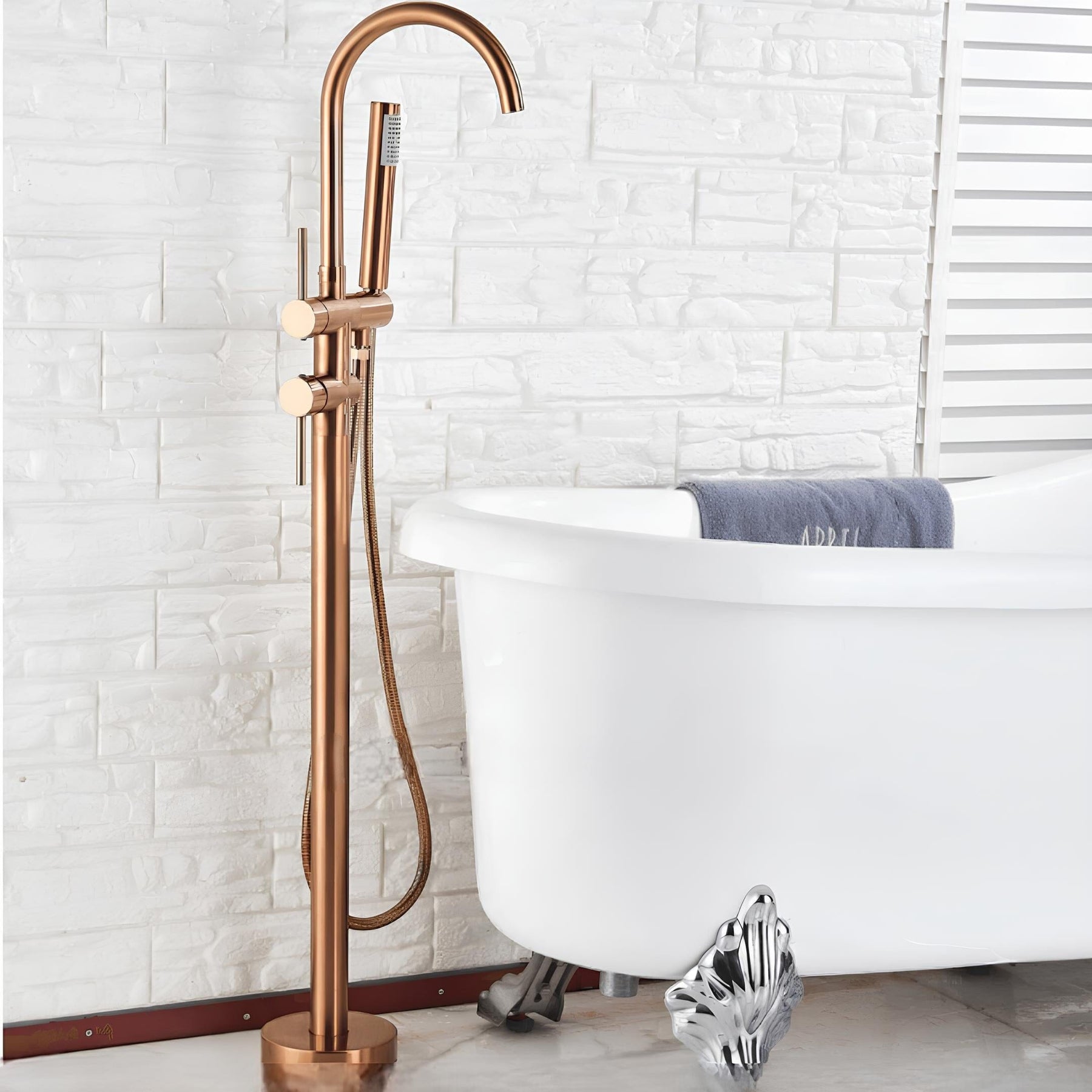 Torneira Banheiro Piso c/ Ducha Torneira Online Rose Gold 