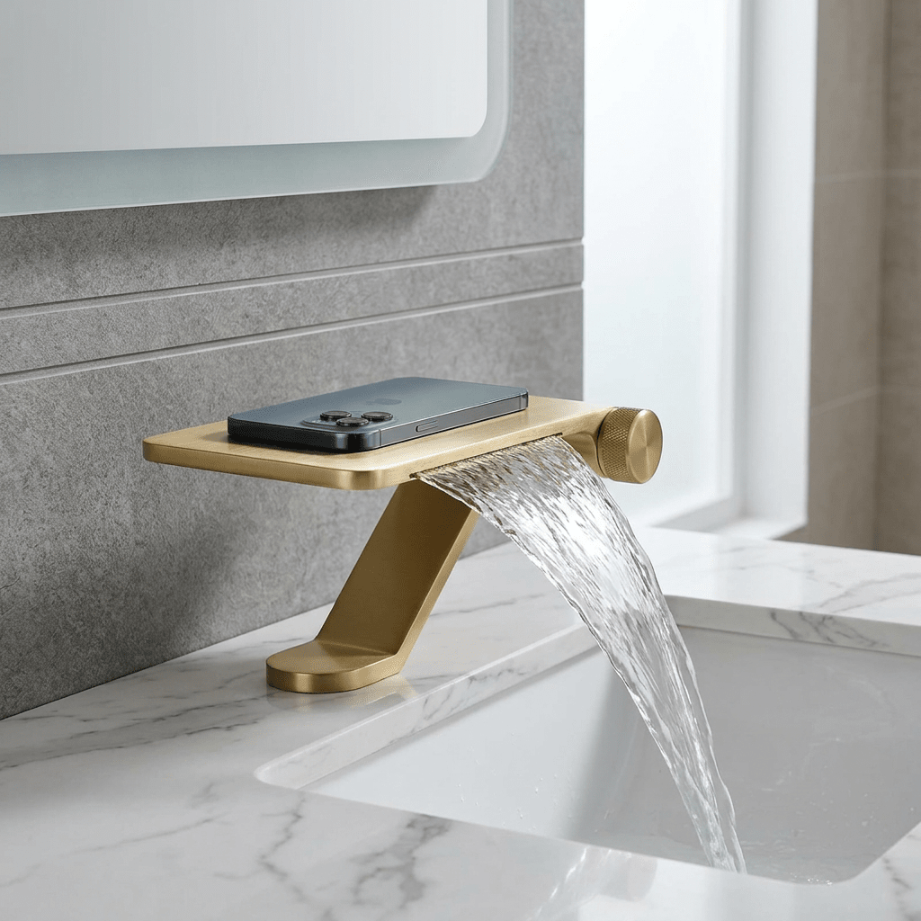 Torneira Cascata AquaDesign Torneira Cascata AquaDesign Artificio Lar Dourado Escovado 