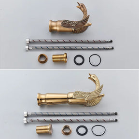 Torneira Cisne Dourada Monocomando Para Banheiro Lavabo torneira cisne monocomando banheiro Artificio Lar 