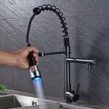 Torneira Cozinha Gourmet LED Torneira Artificio Lar All Black 