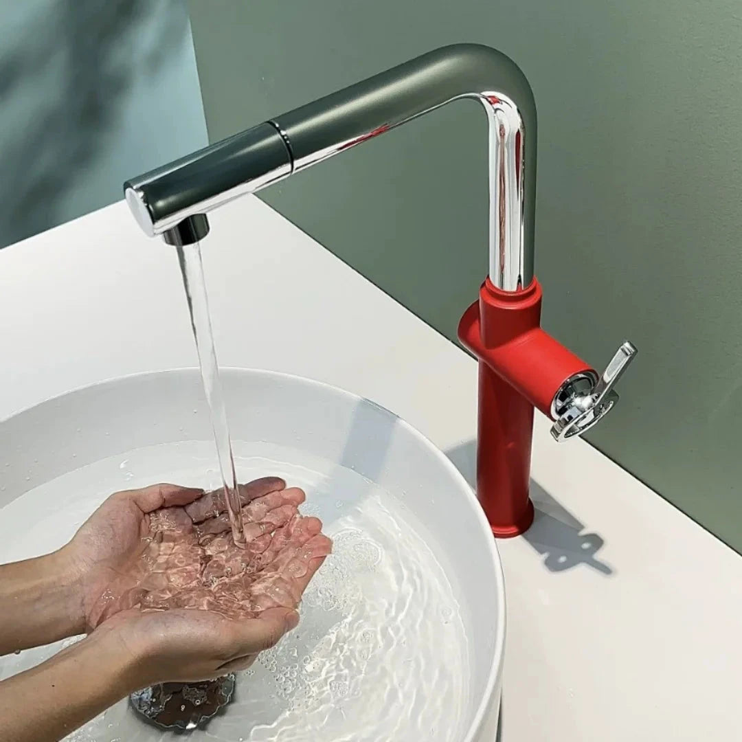 Torneira Cozinha Gourmet Meduzza Premium Torneira Cozinha Gourmet Meduzza Premium Artificio Lar Vermelho e Cromado 