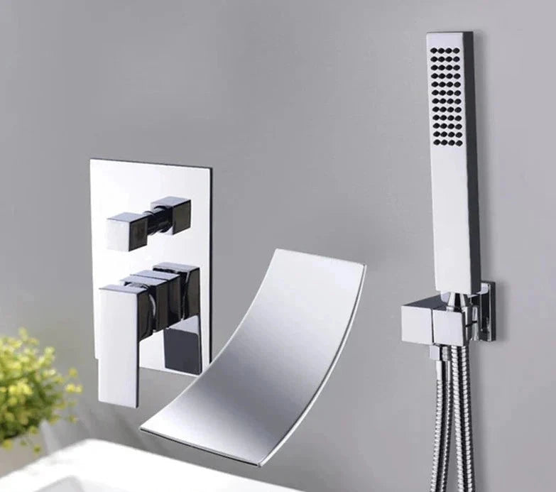 Torneira De Parede Para Banheira Misturador AquaStream Luxe Monocomando Torneira De Parede Para Banheira Misturador AquaStream Luxe Monocomando Artificio Lar Cromado 