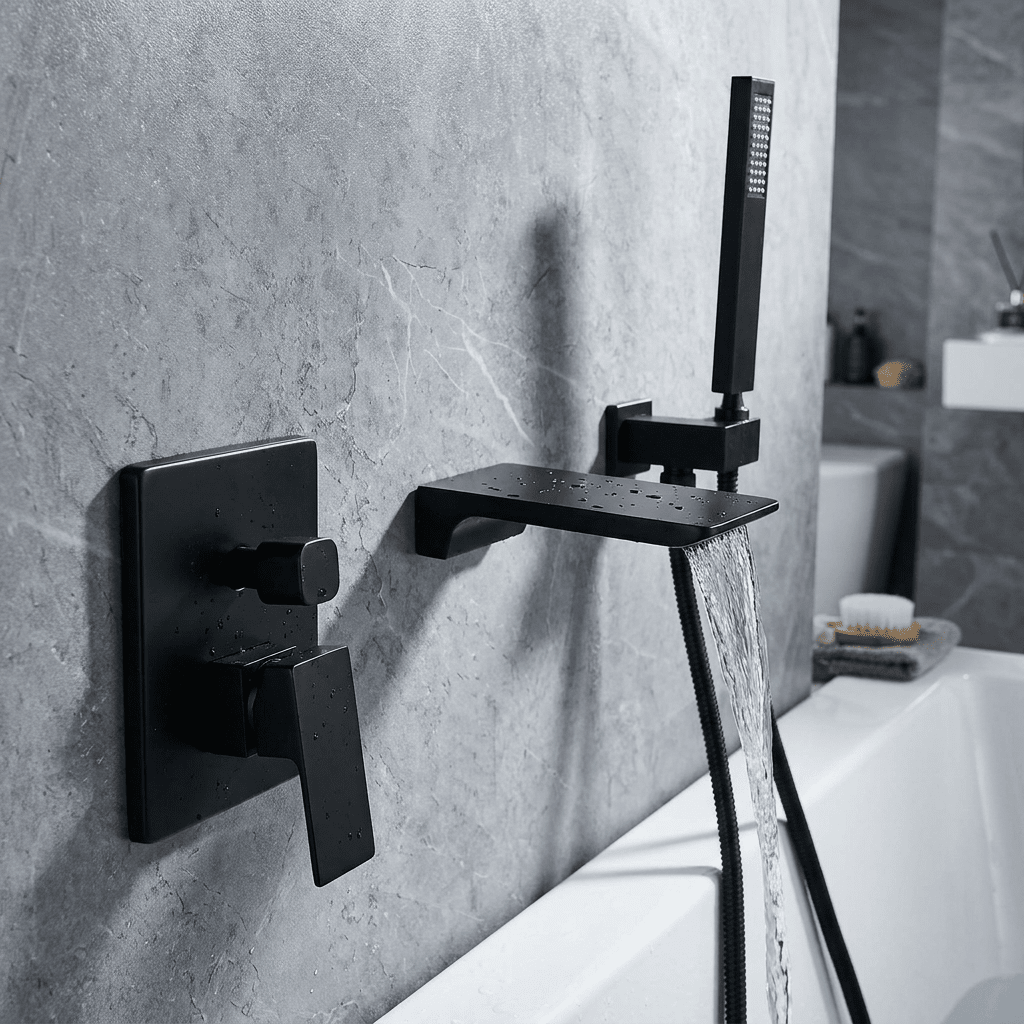 Torneira De Parede Para Banheira Misturador HydroLux Elite Monocomando Torneira De Parede Para Banheira Misturador HydroLux Elite Monocomando Artificio Lar Preto 