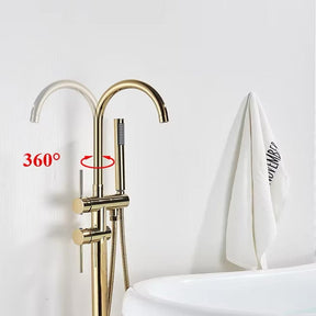 Torneira De Piso Para Banheira Misturador Ouro Escovado Contemporâneo Monocomando Danley Torneira De Piso Para Banheira Misturador Ouro Escovado Contemporâneo Monocomando Danley Artificio Lar 