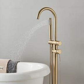 Torneira De Piso Para Banheira Misturador Ouro Escovado Contemporâneo Monocomando Danley Torneira De Piso Para Banheira Misturador Ouro Escovado Contemporâneo Monocomando Danley Artificio Lar 