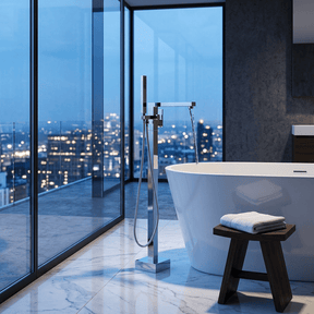 Torneira De Piso Para Banheira Misturador Pedestal Cromado Banheira Crockt Torneira De Piso Para Banheira Misturador Pedestal Cromado Banheira Crockt Artificio Lar 