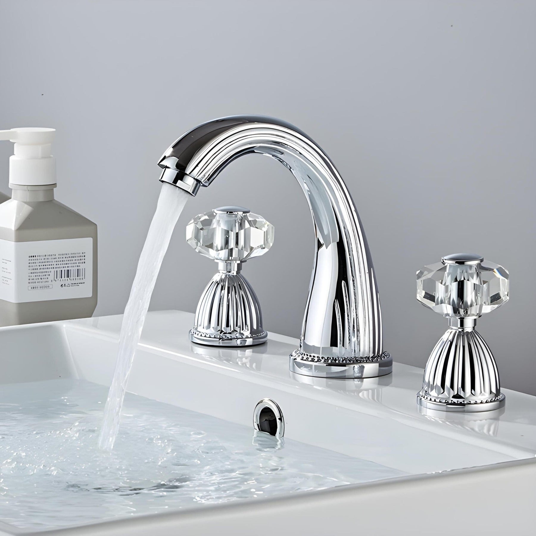 Torneira DuploComando Cristal Duplocomando Banheiro Lavatório Mercy Torneira DuploComando Cristal Duplocomando Banheiro Lavatório Mercy Artificio Lar Cromado C 