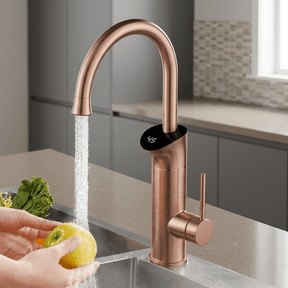 Torneira Elétrica Para Cozinha Bancada Visor Display 220v Perugia Torneira Elétrica Para Cozinha Bancada Visor Display 220v Perugia Artificio Lar Rose Gold Escovado 