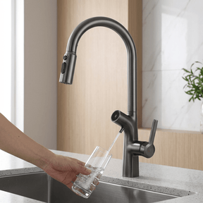 Torneira Gourmet AquaPura Dourada Kitchen Hutches Artificio Lar 
