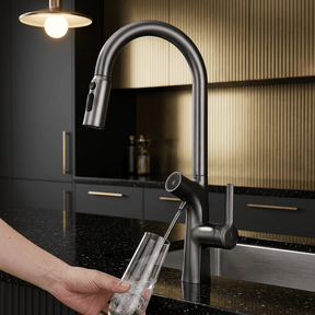 Torneira Gourmet AquaPura Dourada Kitchen Hutches Artificio Lar 