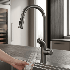 Torneira Gourmet AquaPura Dourada Kitchen Hutches Artificio Lar 