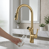 Torneira Gourmet AquaPura Dourada Kitchen Hutches Artificio Lar Dourado 