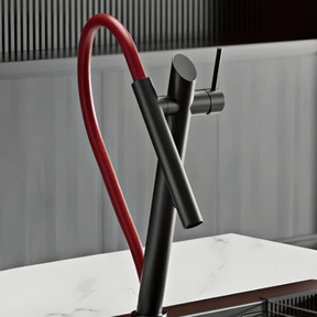 Torneira Gourmet Cozinha Monocomando Extensível Luxo Cozinha Bella Torneira Gourmet Cozinha Monocomando Extensível Luxo Cozinha Bella Artificio Lar Preto Fosco/Vermelho G1/2 