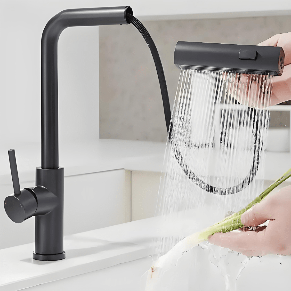 Torneira Gourmet Extensível Monocomando Multifuncional Brittan Torneira Gourmet Extensível Monocomando Multifuncional Brittan Artificio Lar Preto Fosco A Á Pronta Entrega 