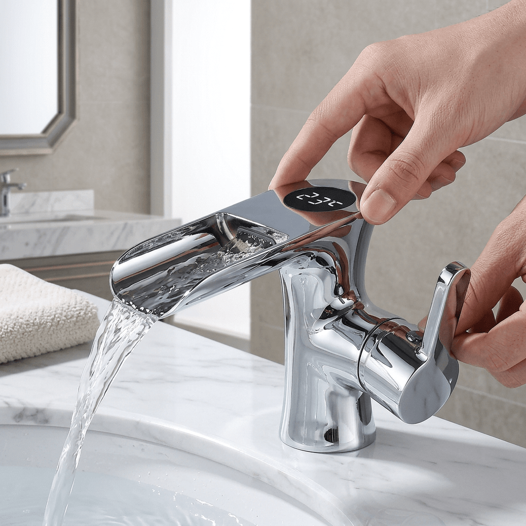 Torneira Luminus LED Bathroom Cabinets Artificio Lar Cromado 