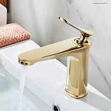 Torneira Misturadora Com Bico Arejador para banheiro Monocomando Glacy torneira para banheiro Artificio Lar Ouro Polido 