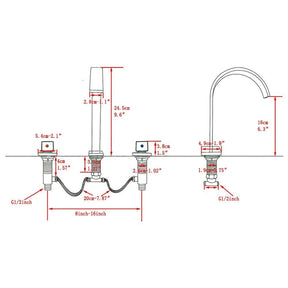 Torneira Moderna Duplo Comando Katos Lavatório 3 peças Misturador Torneira Moderna Duplo Comando Katos Lavatório 3 peças Misturador Artificio Lar 