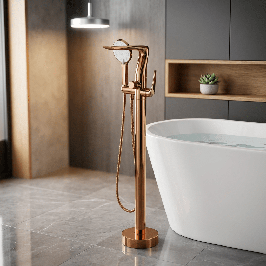 Torneira Monocomando AquaLux Rose Gold Bathroom Cabinets Artificio Lar 