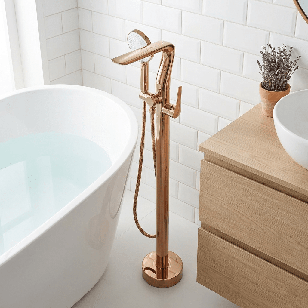 Torneira Monocomando AquaLux Rose Gold Bathroom Cabinets Artificio Lar 