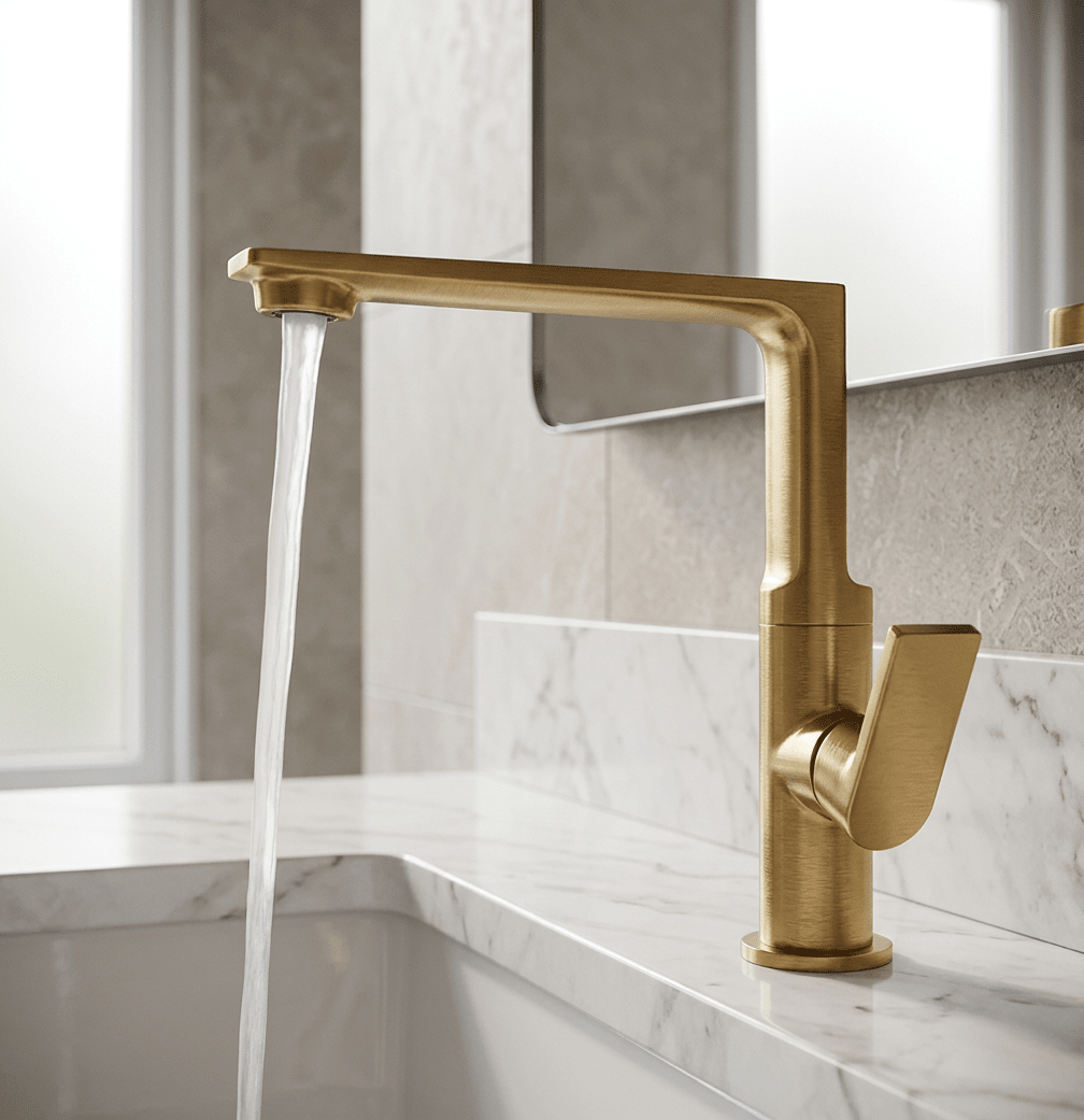 Torneira Monocomando AquaLux Torneira Monocomando AquaLux Artificio Lar Dourado Escovado 