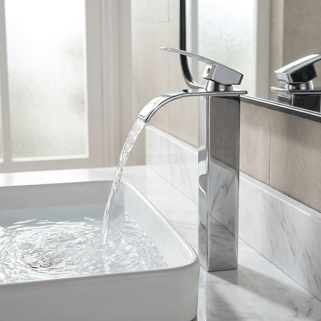 Torneira para Banheiro Bica Alta Monocomando Cascata Fluence Bathroom Suites Artificio Lar Cromado