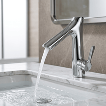 Torneira para Banheiro Bica Alta Monocomando Rose Bathroom Suites Artificio Lar Cromado 