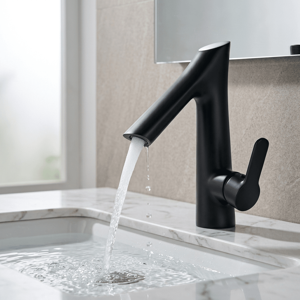Torneira para Banheiro Bica Alta Monocomando Rose Bathroom Suites Artificio Lar Preto 