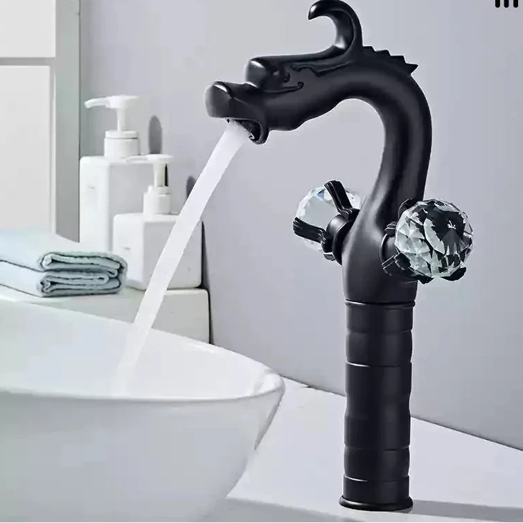 Torneira Para Banheiro de Bancada Dragon Luxury Torneira Para Banheiro de Bancada Dragon Luxury Artificio Lar Preto Alta 