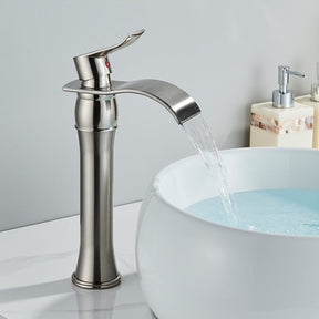 Torneira Para Banheiro Dourada Bica Alta Monocomando Cascata Luxo Misturador Sinko Torneira Para Banheiro Dourada Bica Alta Monocomando Cascata Luxo Misturador Sinko Artificio Lar Níquel Escovado A 