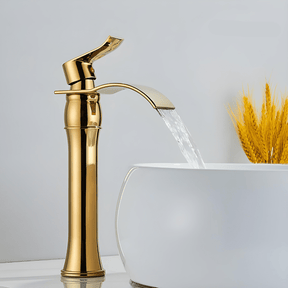 Torneira Para Banheiro Dourada Bica Alta Monocomando Cascata Luxo Misturador Sinko Torneira Para Banheiro Dourada Bica Alta Monocomando Cascata Luxo Misturador Sinko Artificio Lar 