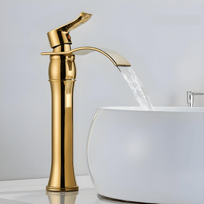 Torneira Para Banheiro Dourada Bica Alta Monocomando Cascata Luxo Misturador Sinko Torneira Para Banheiro Dourada Bica Alta Monocomando Cascata Luxo Misturador Sinko Artificio Lar 