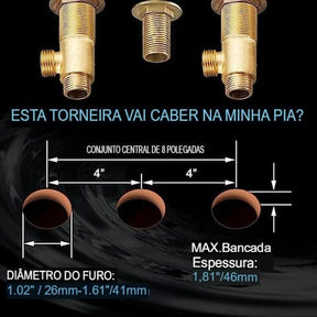 Torneira Para Banheiro Misturador Duplo Comando Cascata New York torneira banheiro Artificio Lar 