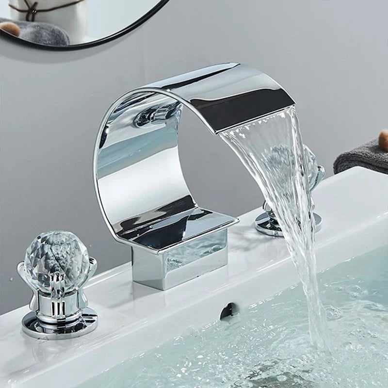 Torneira Para Banheiro Misturador Duplo Comando Cascata Orlando Torneira Para Banheiro Misturador Duplo Comando Cascata Orlando Artificio Lar Cromado