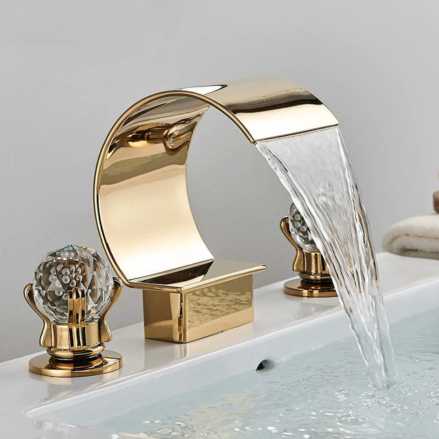 Torneira Para Banheiro Misturador Duplo Comando Cascata Orlando Torneira Para Banheiro Misturador Duplo Comando Cascata Orlando Artificio Lar Ouro