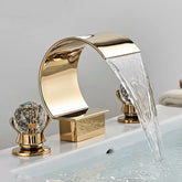 Torneira Para Banheiro Misturador Duplo Comando Cascata Orlando Torneira Para Banheiro Misturador Duplo Comando Cascata Orlando Artificio Lar Ouro 