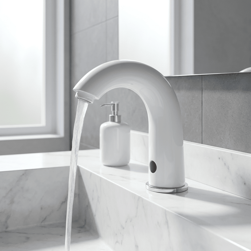 Torneira para Banheiro Monocomando Automática AquaSense Bathroom Suites Artificio Lar Branco 