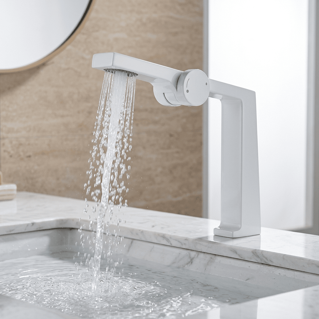 Torneira para Banheiro Monocomando Cascata Bica Alta LuxFlow Torneira para Banheiro Artificio Lar Branco 