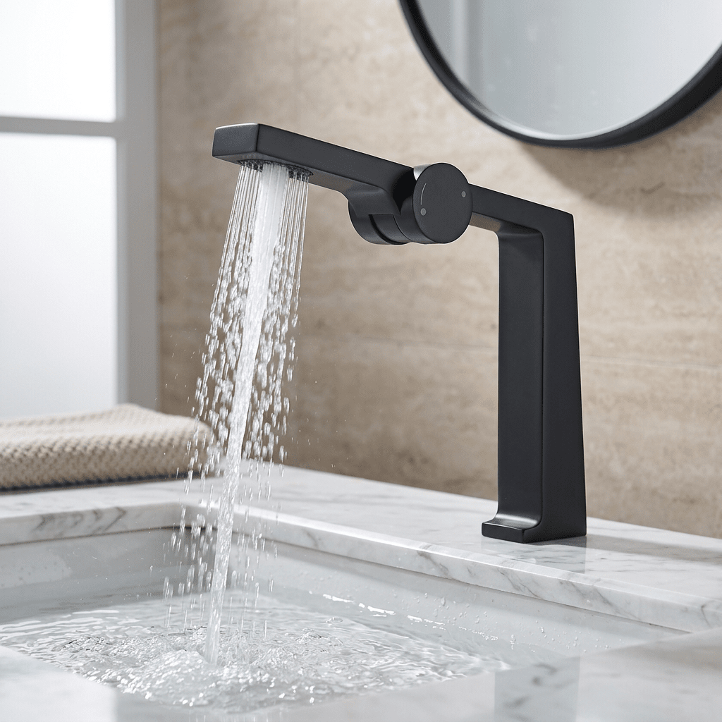 Torneira para Banheiro Monocomando Cascata Bica Alta LuxFlow Torneira para Banheiro Artificio Lar Preto 