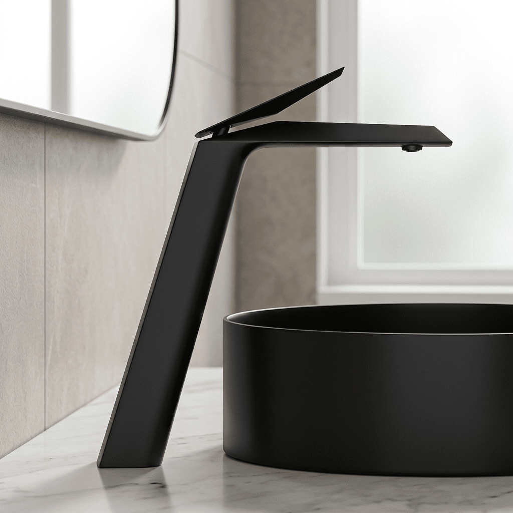 Torneira para Banheiro Monocomando Cascata LuxoFlux Torneira para Banheiro Artificio Lar Preto Fosco 