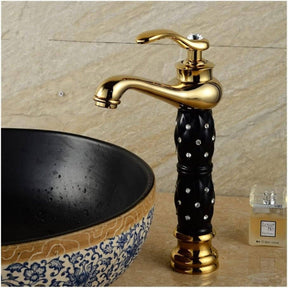 Torneira Para Banheiro Monocomando Com Cristais Siren Torneira Para Banheiro Monocomando Com Cristais Siren Artificio Lar Dourado/Preto 