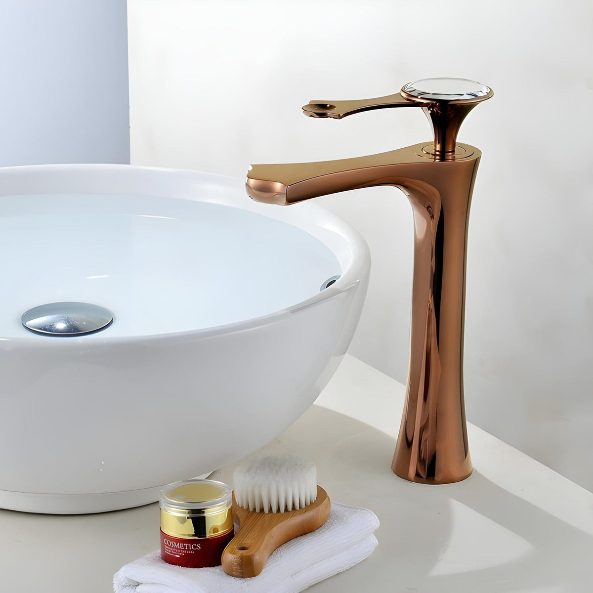 Torneira Para Banheiro Monocomando Com Cristal Realy Torneira Para Banheiro Monocomando Com Cristal Realy Artificio Lar Rose Gold Alta 