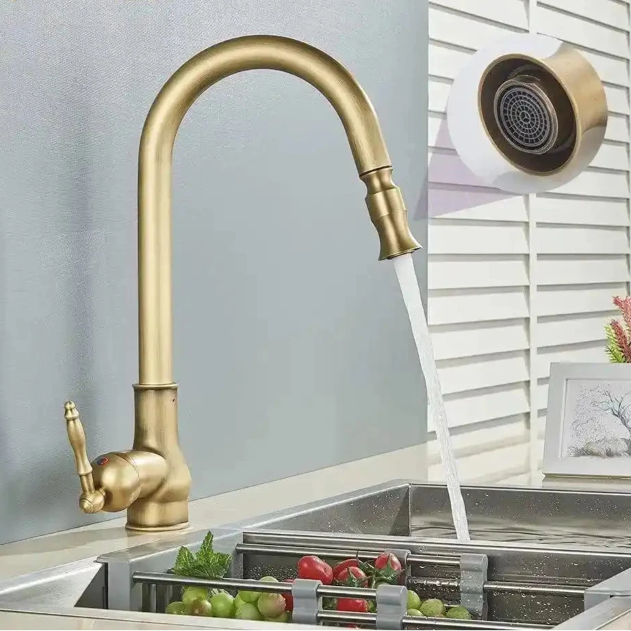 Torneira Retro Vintage Gourmet Monocomando Extensível Bancada Caprot Torneira Retro Vintage Gourmet Monocomando Extensível Bancada Caprot Artificio Lar 